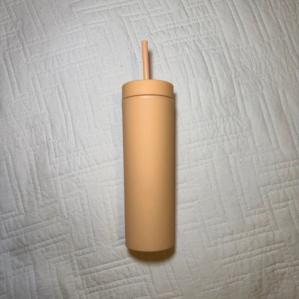 Strata Cups New 16oz Skinny Tumbler Pastel Peach Matte Plastic Flaw